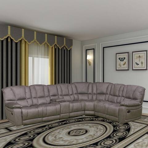 Vanity Art Gray Microfiber 5-Pieces Reclining Loveseat with Console Living Room Set Recliner Sofa