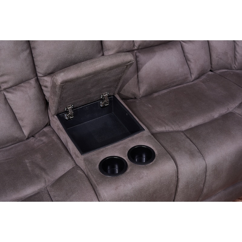 Vanity Art Gray Microfiber 5-Pieces Reclining Loveseat with Console Living Room Set Recliner Sofa