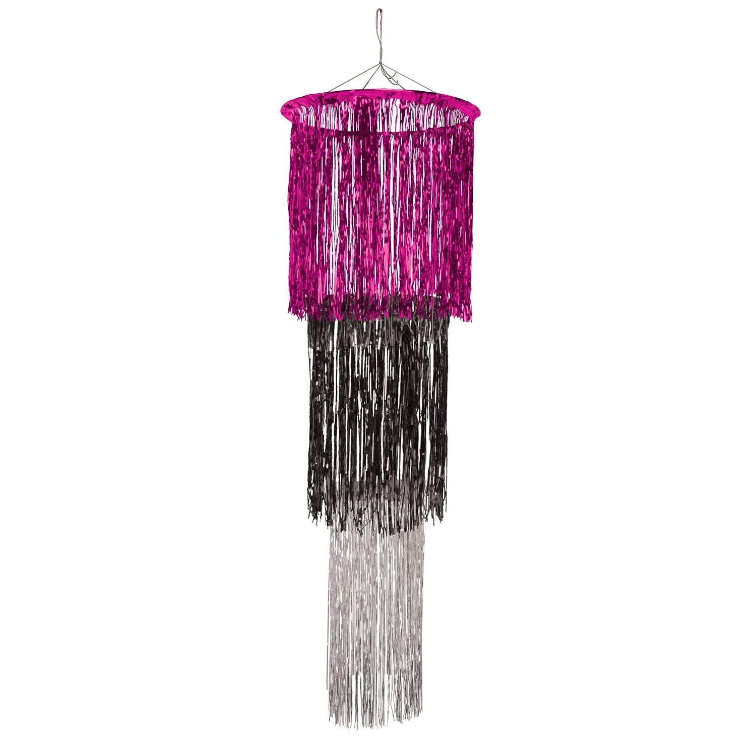 Beistle 3 Tier Home Hanging Shimmering Chandelier Decoration 4', Cerise, Black and Silver - 6 Pack (1/Pkg) - Chandeliers For Bedrooms by Overstock.com