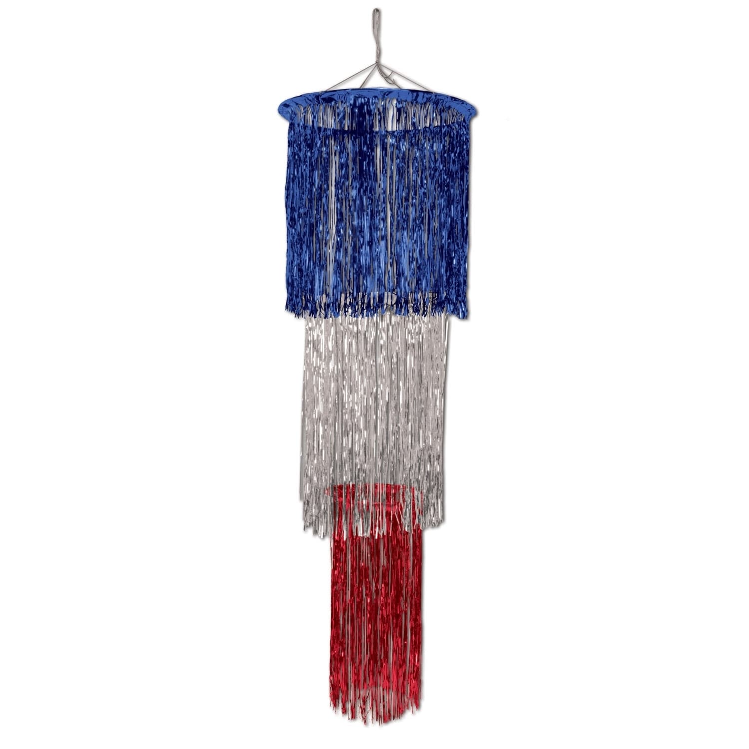 Beistle 3 Tier Home Hanging Shimmering Chandelier Decoration 4', Red, Silver and Blue - 6 Pack (1/Pkg) - Chandeliers For Bedrooms by Overstock.com