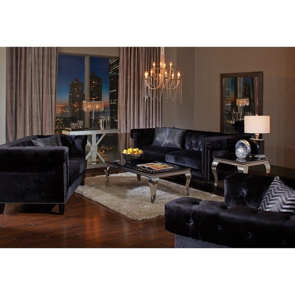 Wickersham Traditional Black 3 Piece Living Room Set