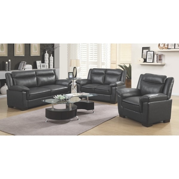 Borden Contemporary 3-piece Faux Leather Living Room Set