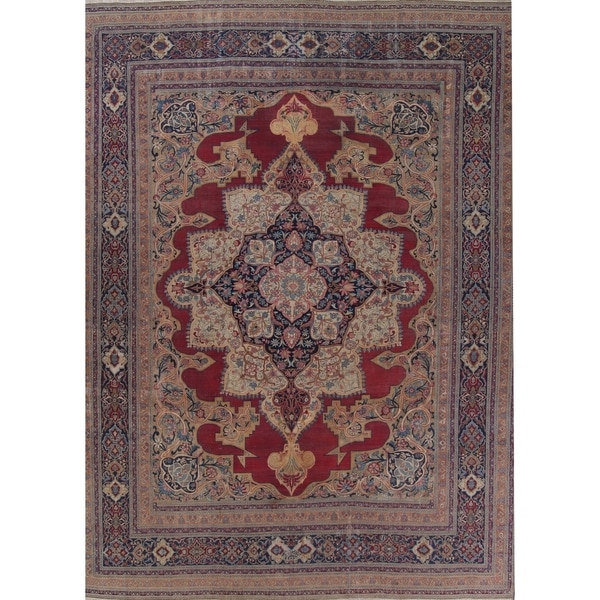 Kerman Lavar Geometric Hand-Knotted Wool Persian Oriental Area Rug - 17'0" x 12'9"