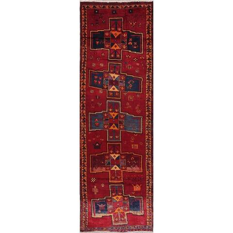 Antique Lori Geometric Hand-Knotted Wool Persian Oriental Rug - 13'0" x 4'2" Runner