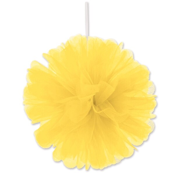 Beistle 8" Home Party Hanging Tulle Ball Decoration, Yellow - 12 Pack (2/Pkg)