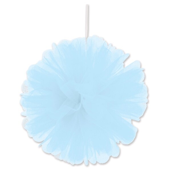 Beistle 8" Home Party Hanging Tulle Ball Decoration, Light Blue - 12 Pack (2/Pkg)