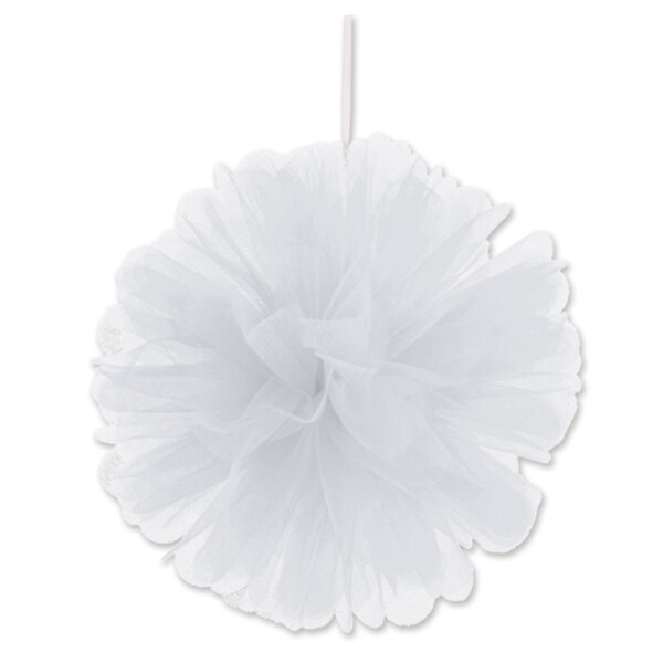 Beistle 8" Home Party Hanging Tulle Ball Decoration, White - 12 Pack (2/Pkg)