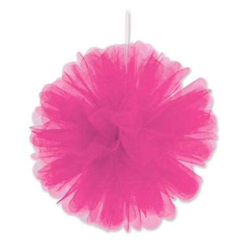 Beistle 8" Home Party Hanging Tulle Ball Decoration, Cerise - 12 Pack (2/Pkg)