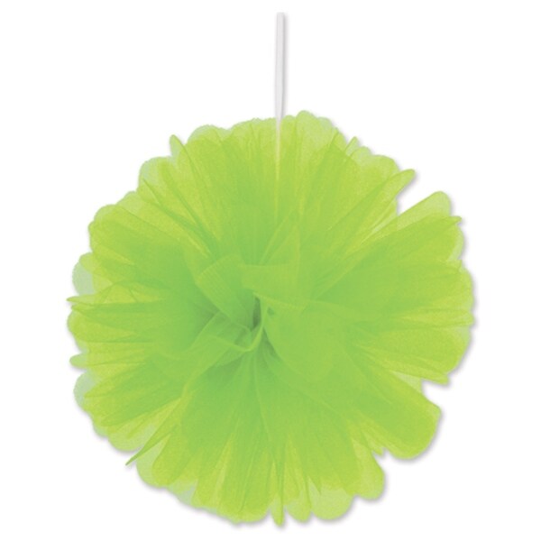 Beistle 8" Home Party Hanging Tulle Ball Decoration, Lime green - 12 Pack (2/Pkg)