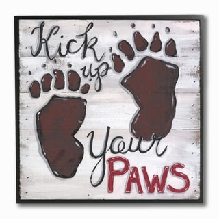 Stupell Rustic Wood Look Kick Up Your Paws With Brown Bear Feet, 12 X 