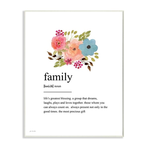 The Stupell Home Decor Pink Peach and Blue Painted Floral Simple Family Definition, 10 x 15, Proudly Made in USA - 10 x 15