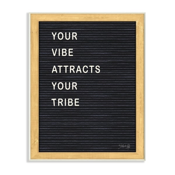 The Stupell Home Decor Your Vibe Your Tribe Black and White Framed Letter Board Look, 12 x 18, Proudly Made in USA - 12 x 18