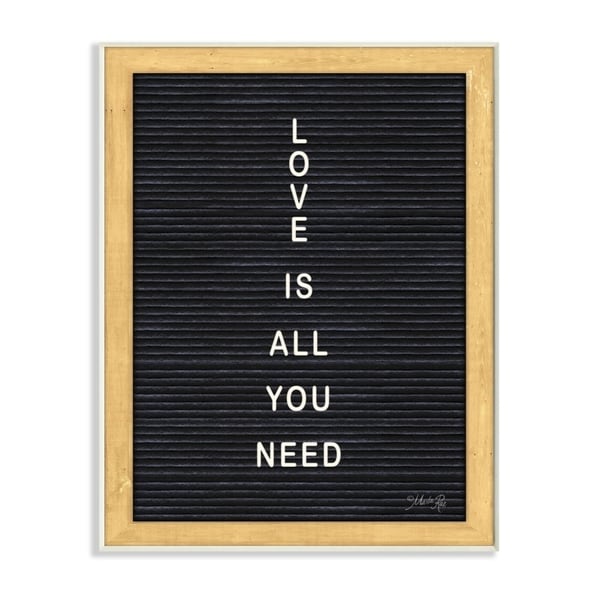 The Stupell Home Decor Love is All You Need Black and White Framed Letter Board Look, 10 x 15, Proudly Made in USA - 10 x 15