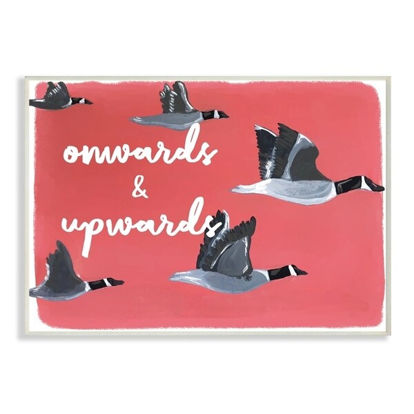 The Stupell Home Decor Onwards and Upwards Red Hand Drawn Geese Flying Illustration, 10 x 15, Proudly Made in USA