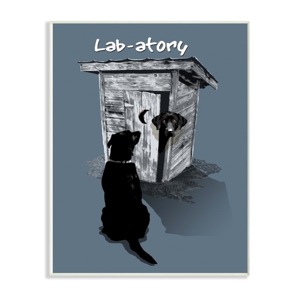 The Stupell Home Decor Lab- Funny Dog Silhouette Waiting By the Outhouse, 10 x 15, Proudly Made in USA - 10 x 15