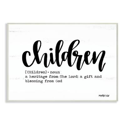 Stupell Children Definition Black and White Script Typography with Wood Look, 12 x 18, Proudly Made in USA - 12 x 18