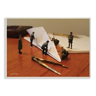 Stupell Comical Toy Army Men Scene Building A Paper Plane, 10 X 15 