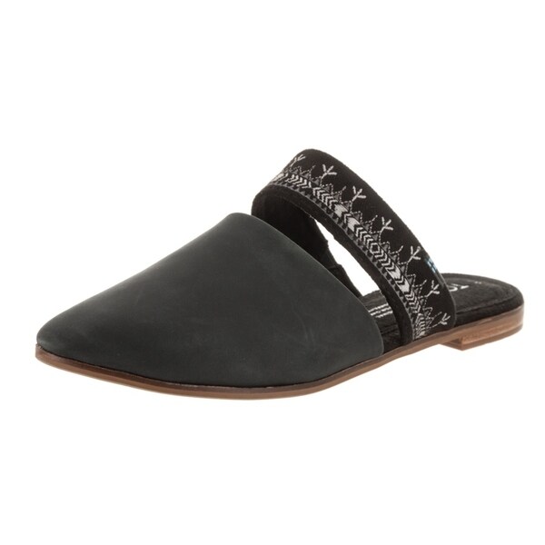 toms black leather women's jutti mules