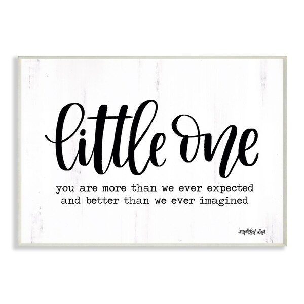 The Kids Room By Stupell Little One Black and White Script Typography with Wood Look, 10 x 15, Proudly Made in USA - 10 x 15