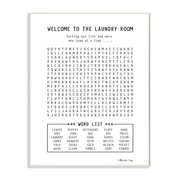 The Stupell Home Decor Black and White Laundry Room Crossword Puzzle ...