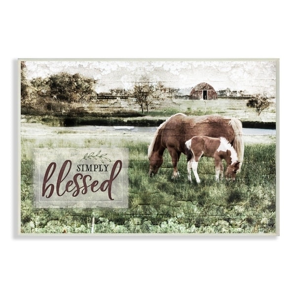 The Stupell Home Decor Simply Blessed Distressed Farm Yard Horses Photograph, 10 x 15, Proudly Made in USA - 10 x 15