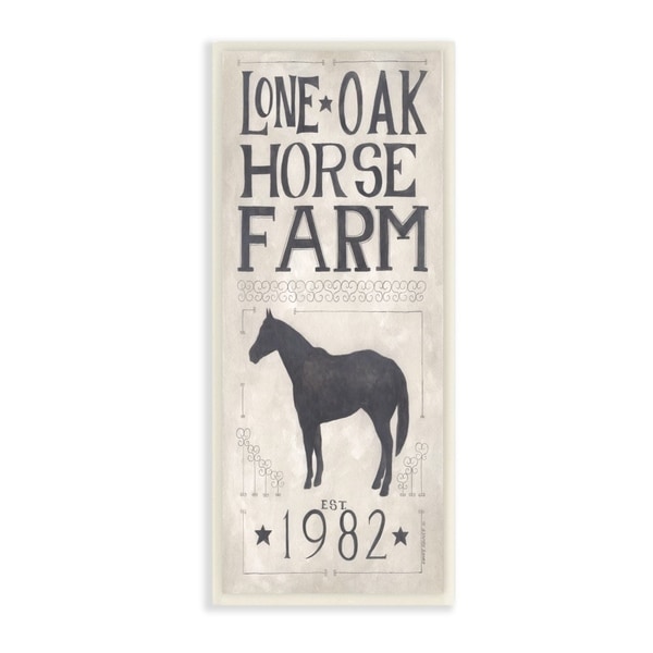 The Stupell Home Decor Grey and White Rustic Lone Oak Horse Farm Vintage Sign, 7 x 17, Proudly Made in USA - 7 x 17