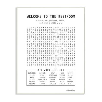 The Stupell Home Decor Black and White Restroom Crossword Puzzle Sign