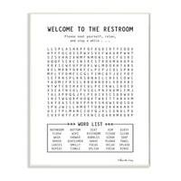 The Stupell Home Decor Black and White Restroom Crossword Puzzle Sign