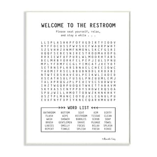 The Stupell Home Decor Black and White Restroom Crossword Puzzle Sign