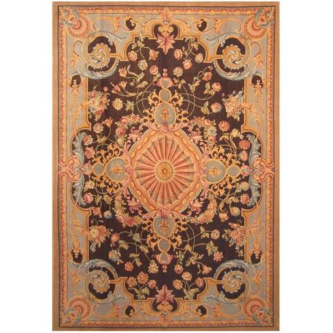 Handmade One-of-a-Kind Vegetable Dye Aubusson Wool Rug (India) - 10' x 14'