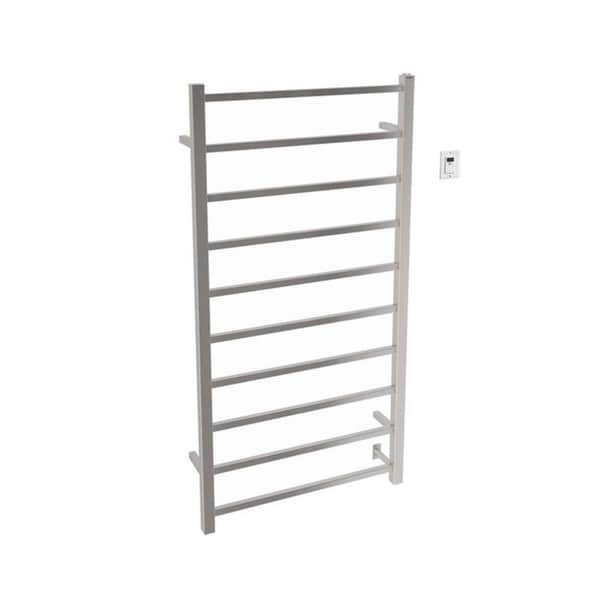 Ancona Gala Dual XL 10-Bar Hardwired and Plug-in Towel Warmer in Brushed Stainless Steel with Timer