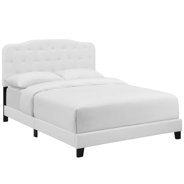Amelia Twin Upholstered Fabric Bed - White