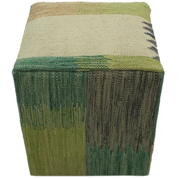 Shop Arshs Fine Rugs Hammonds Handmade Ivory Tan Kilim Upholstered Ottoman On Sale Overstock 27747873