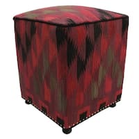 Arshs Fine Rugs Calloway Red Pink Wool Handmade Kilim Upholstered Ottoman Overstock 27748019