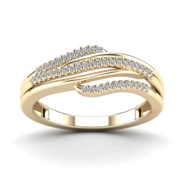 AALILLY 10k Yerllow Gold 1/6ct TDW Diamond Fashion Ring (H-I, I1-I2)