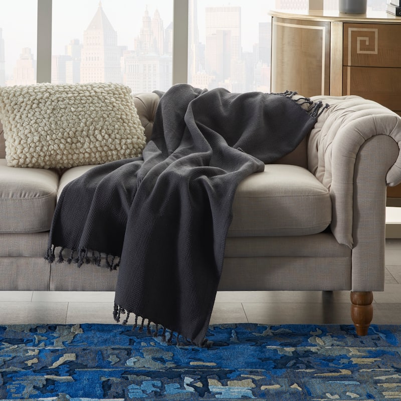 Mina Victory Solid Chevron Throw Blanket