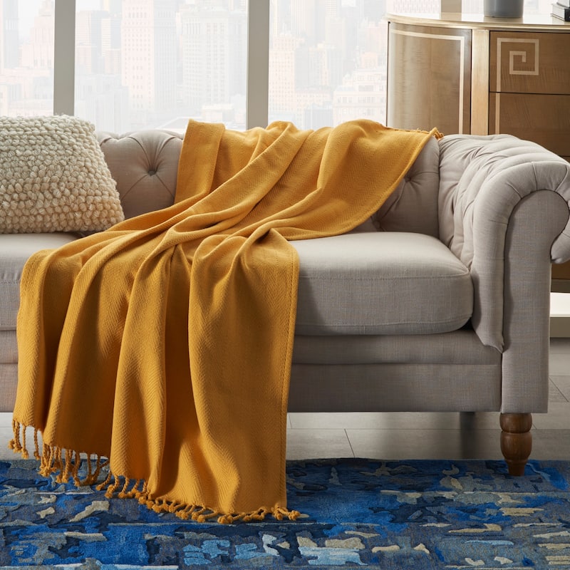Mina Victory Solid Chevron Throw Blanket
