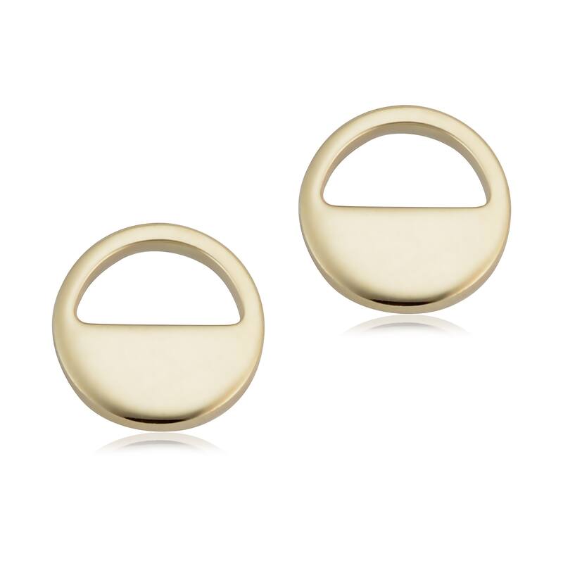 14k Yellow Gold Geometric Round Stud Earrings