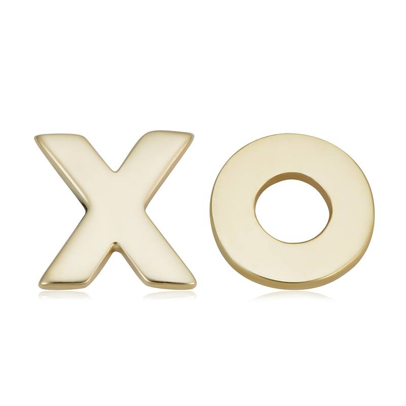 14k Yellow Gold XO Hugs and Kisses Stud Earrings