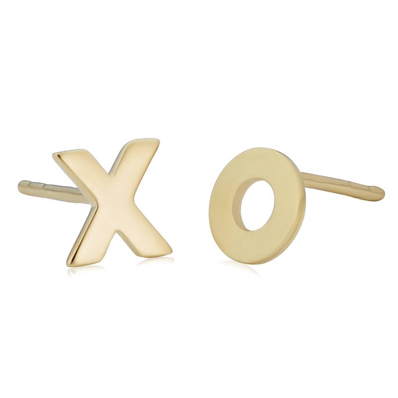 14k Yellow Gold XO Hugs and Kisses Stud Earrings