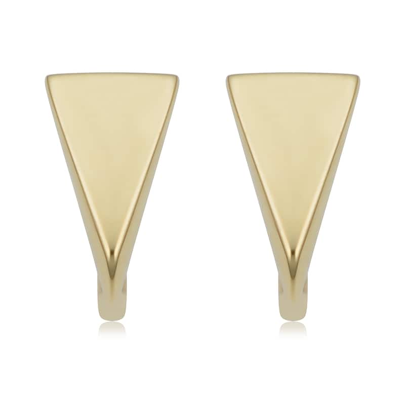 14k Yellow Gold 10 millimeter Triangle Huggie Hoop Earrings