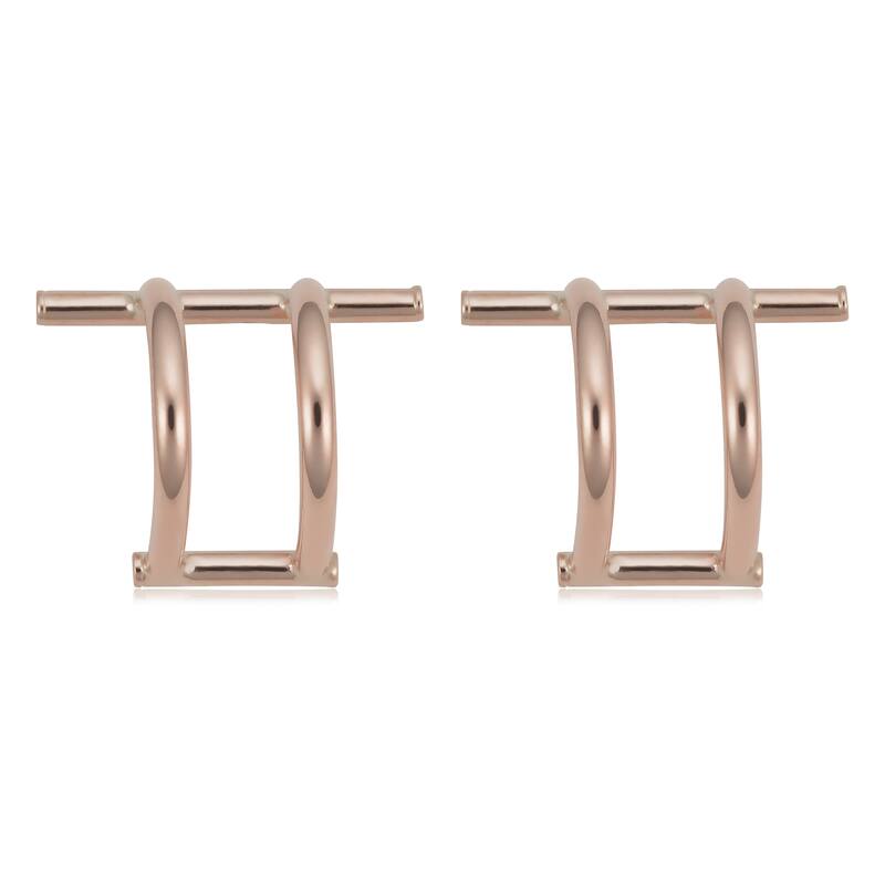 14k Yellow or Rose Gold Double Curved Bar Post Earrings