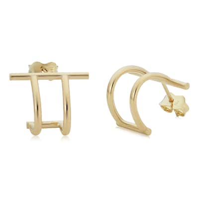 14k Yellow or Rose Gold Double Curved Bar Post Earrings