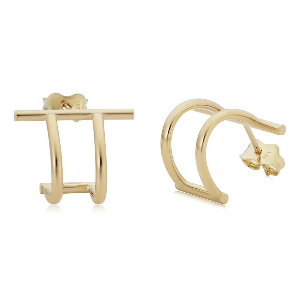 Fremada 14k Yellow or Rose Gold Double Curved Bar Post Earrings