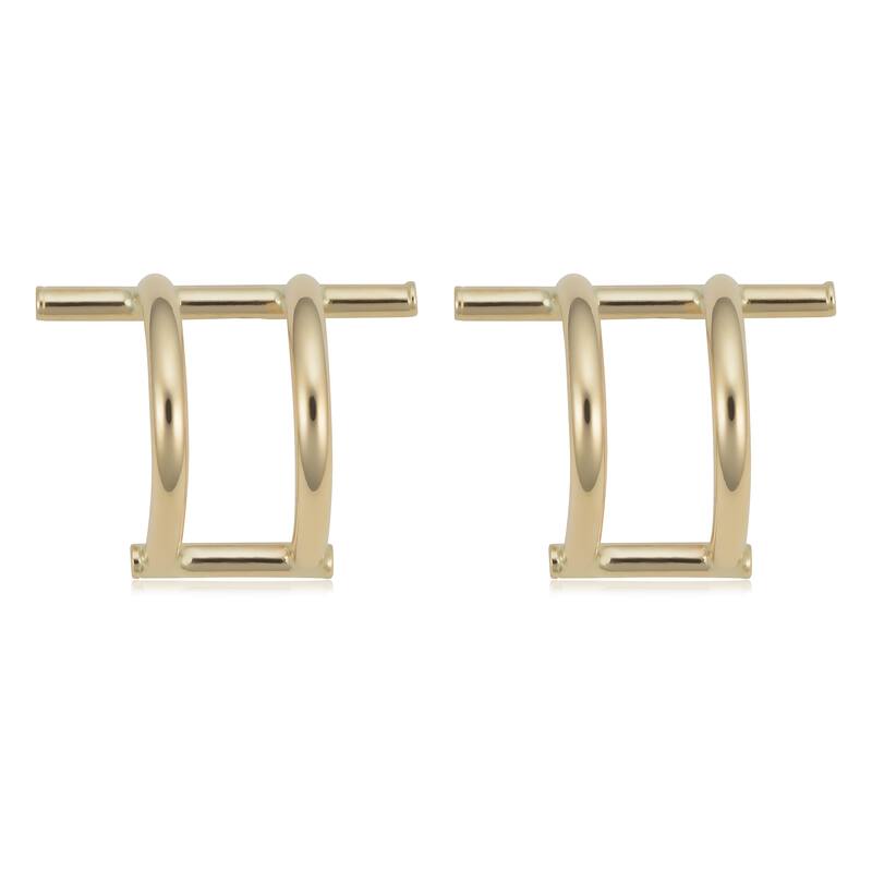 14k Yellow or Rose Gold Double Curved Bar Post Earrings