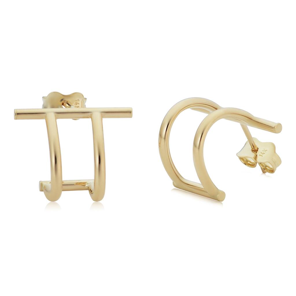 Fremada 14k Yellow or Rose Gold Double Curved Bar Post Earrings
