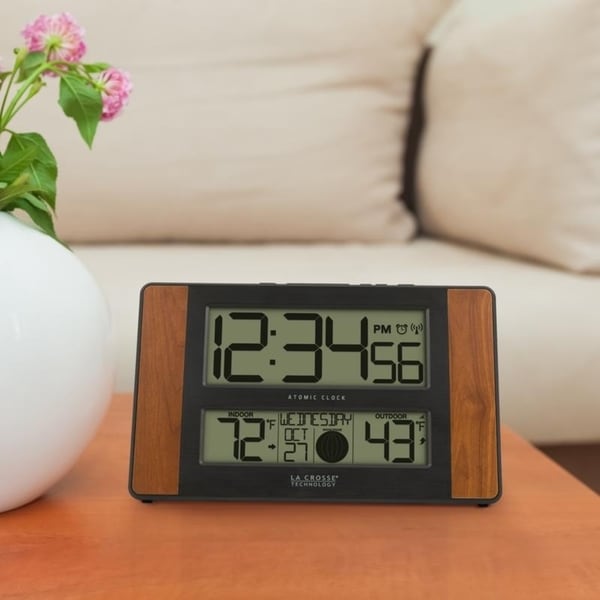 La Crosse Technology Solar Atomic Digital Wall Clock with Indoor Temperature WT-8112U Bronze