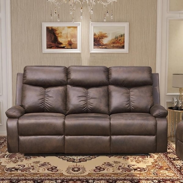 Living Room Solid Loveseat Sofa Reclining Brown Fabric Sofa Couch Set​ Backrest 