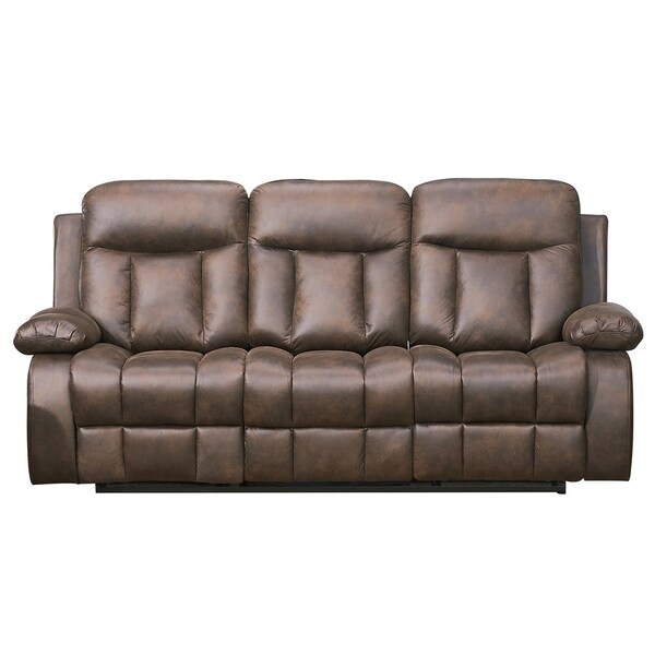 Vanity Art Microfiber Reclining Sofa In Brown 8028 3