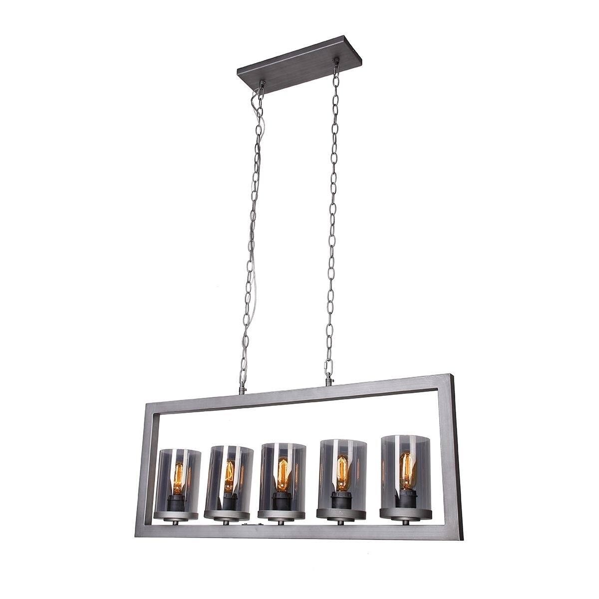 Contemporary 5-Light Island Light Chandelier with Glass Shade - Chandeliers For Bedrooms by Overstock.com